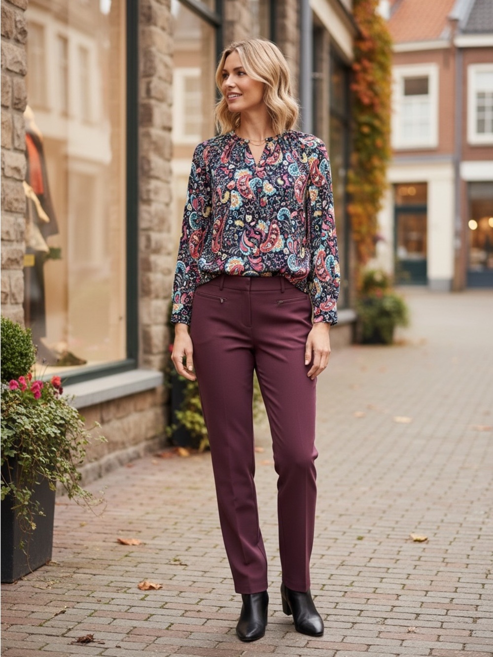 Talbots Chatham Burgundy Straight Leg Pants Size 16